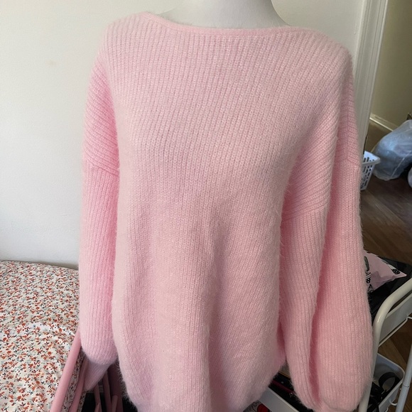 SHEIN Pink Oversized Off-the-Shoulder Sweater - Picture 6 of 9